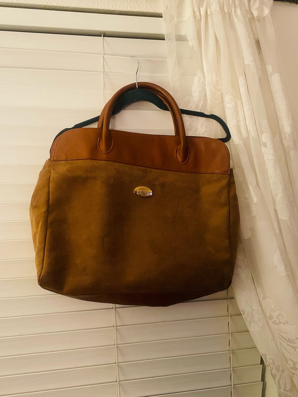 Classic Brown Suede & Leather Briefcase Tote